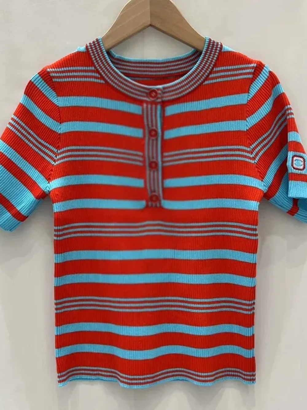 Striped Short Sleeve Top in Red & Blue Like New CC. No brand - Picture 2 of 3